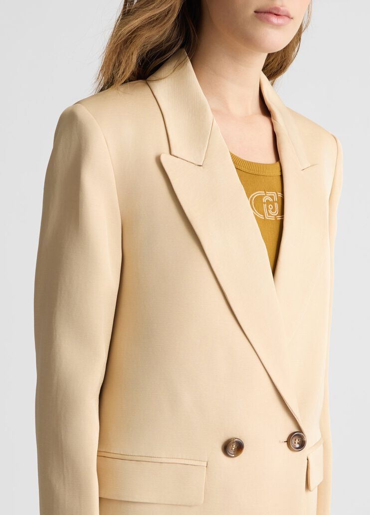Double-breasted beige blazer light beige Liu Jo - large image number 4 Double-breasted beige blazer light beige Liu Jo - large image number 4
