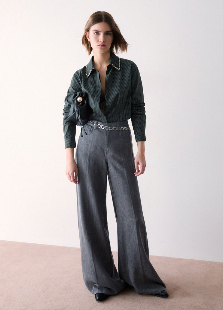 Shirt with Jewel Embroidery green Liu Jo - medium