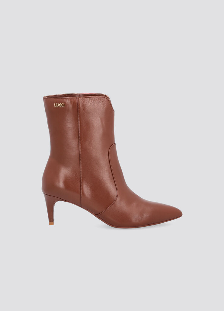 Bottines en cuir à talon bobine marron clair Liu Jo - large image number 0 Bottines en cuir à talon bobine marron clair Liu Jo - large image number 0