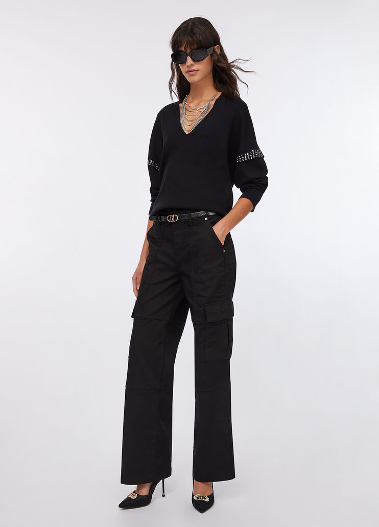 Jumper with jewel appliqués black Liu Jo - large image number 5