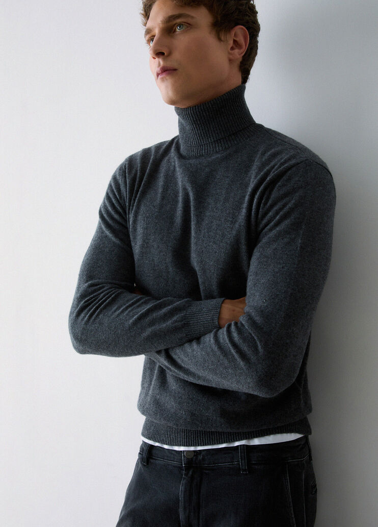 Turtleneck in wool and cashmere dark grey Liu Jo - medium