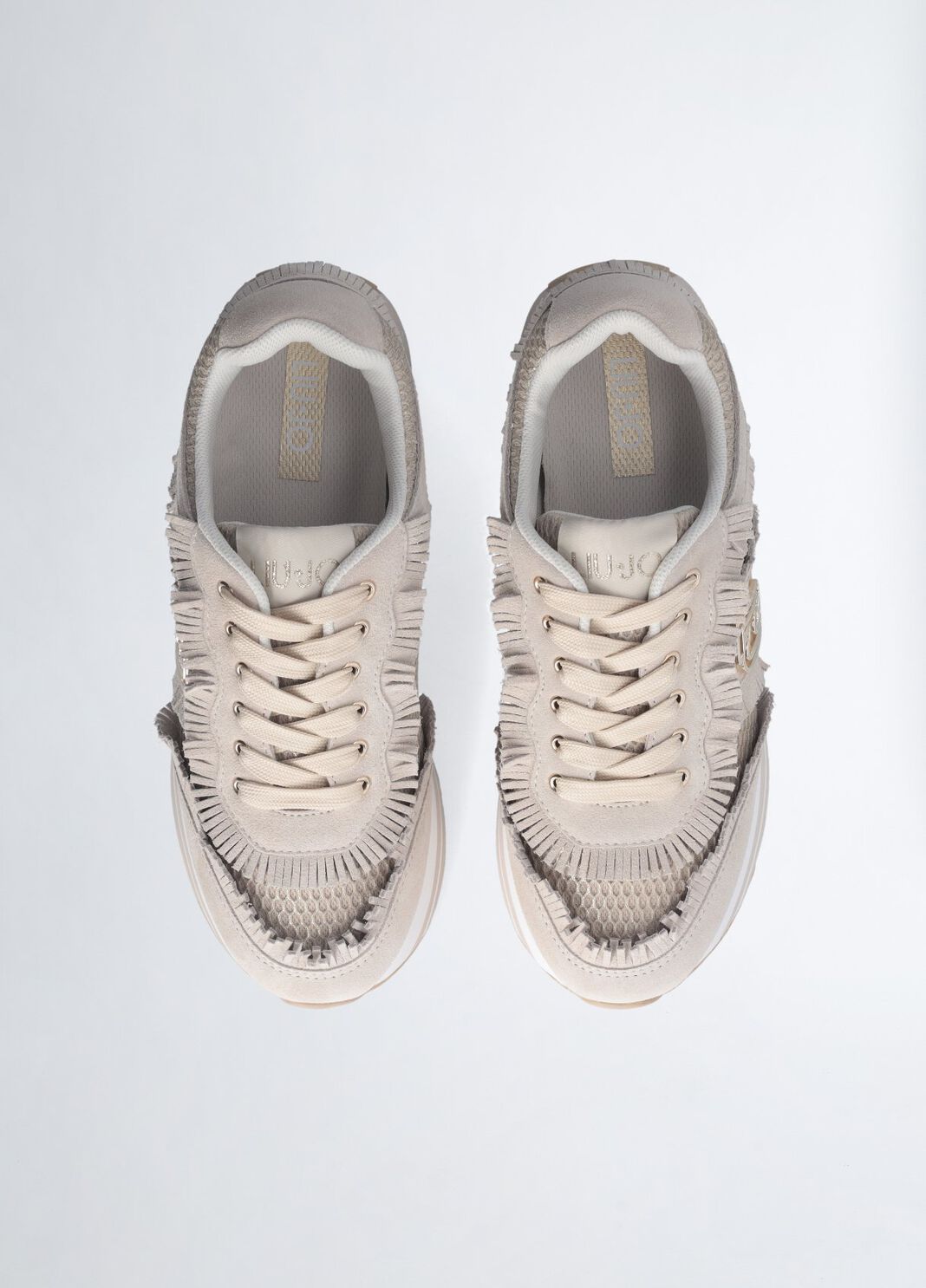 Sneakers compens&eacute;es avec franges beige Liu Jo - large image number 11