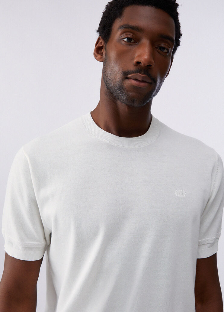 T-shirt in cr&ecirc;pe di cotone bianco Liu Jo - medium
