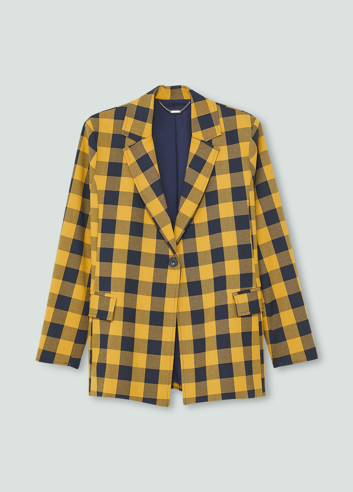 black and yellow checkered jacket