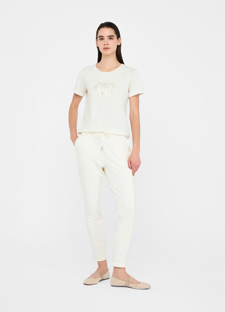 Fleece jogging pants milk white Liu Jo - large image number 5 Fleece jogging pants milk white Liu Jo - large image number 5