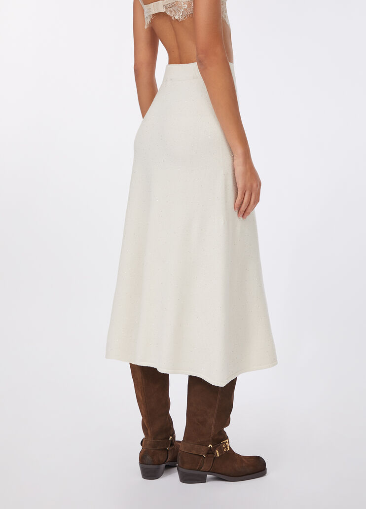 Falda midi de punto con lentejuelas blanco lana Liu Jo - large image number 1