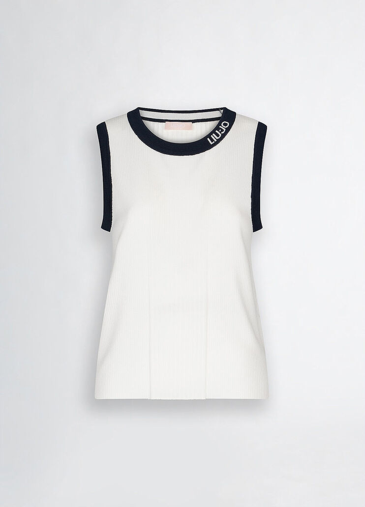 White ribbed top white Liu Jo - large image number 6 White ribbed top white Liu Jo - large image number 6