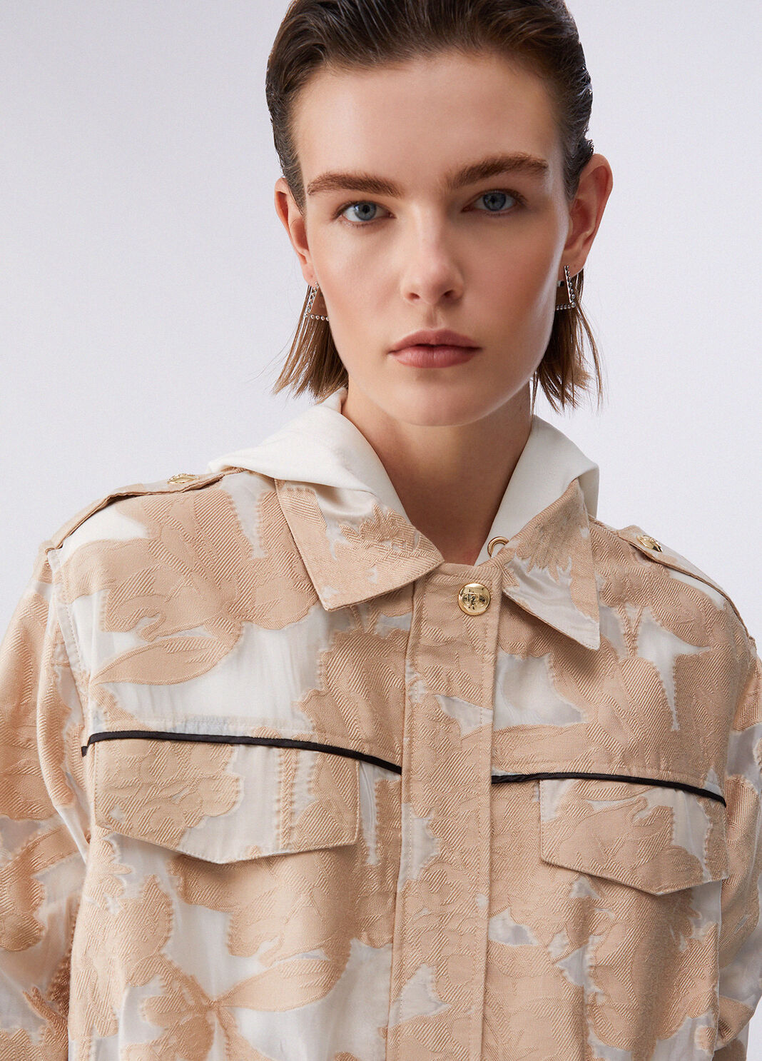 Organza jacquard jacket beige Liu Jo - large image number 4