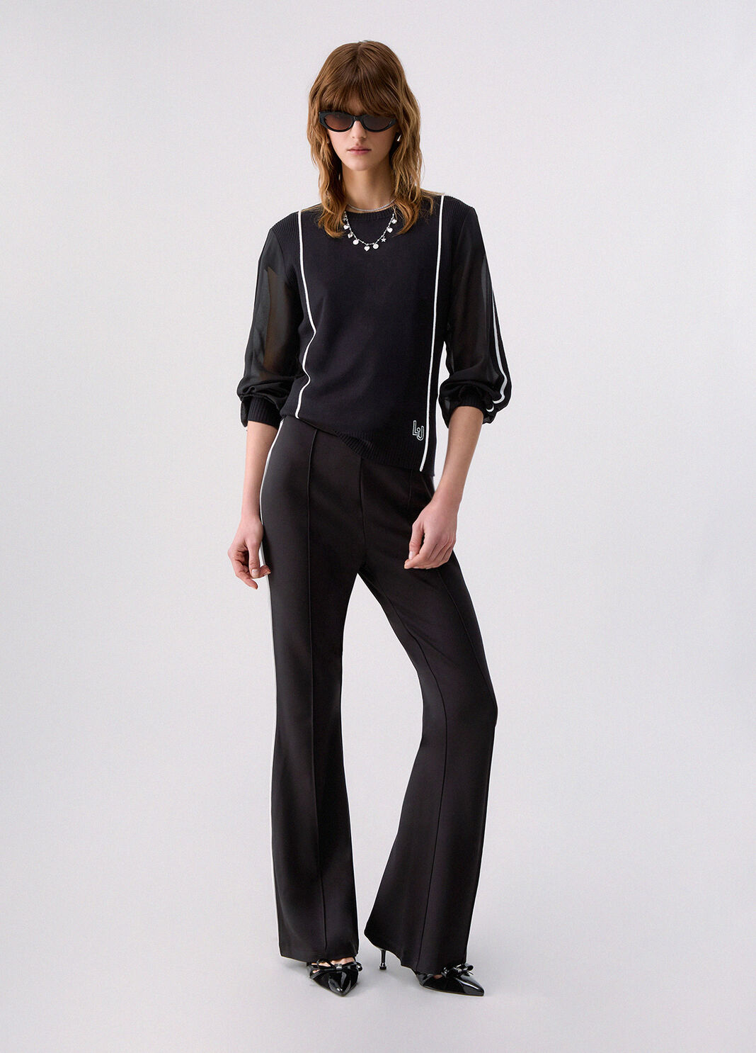 Maglia con inserto in georgette  Liu Jo - large image number 3