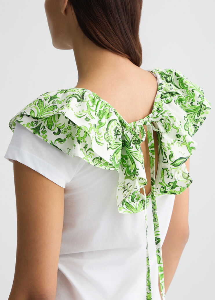 T-shirt with printed ruching white/green Liu Jo - large image number 4 T-shirt with printed ruching white/green Liu Jo - large image number 4