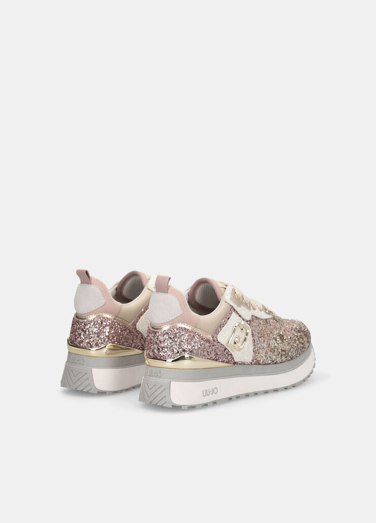 Platform sneakers with full glitter light gold Liu Jo - large image number 2 Platform sneakers with full glitter light gold Liu Jo - large image number 2