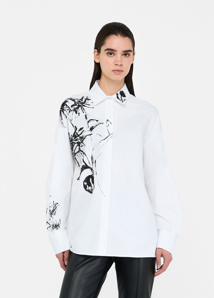Oversized poplin shirt with print white Liu Jo - large image number 0 Oversized poplin shirt with print white Liu Jo - large image number 0