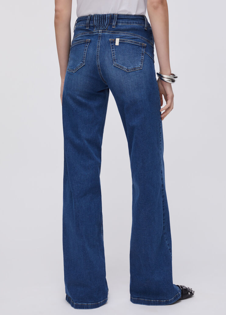 Jean évasé à taille haute denim bleu foncé Liu Jo - large image number 1