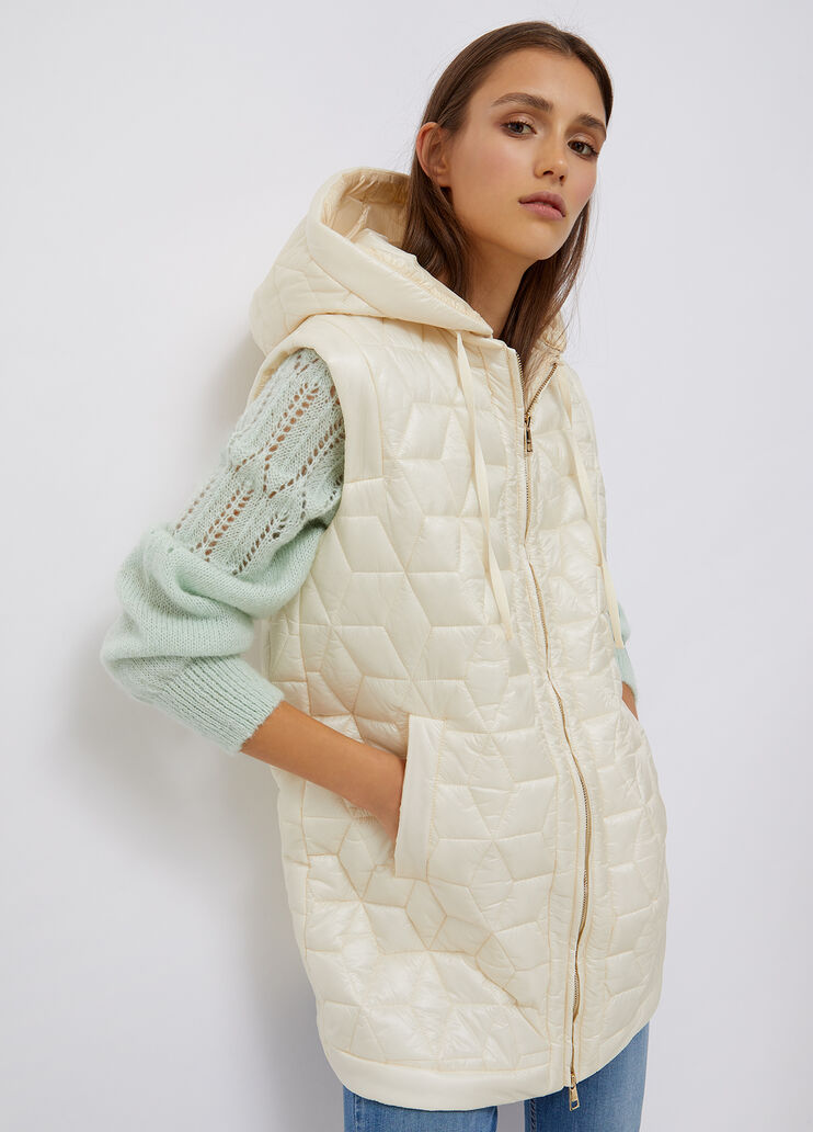 Padded vest with hood white wool Liu Jo - large image number 0 Padded vest with hood white wool Liu Jo - large image number 0