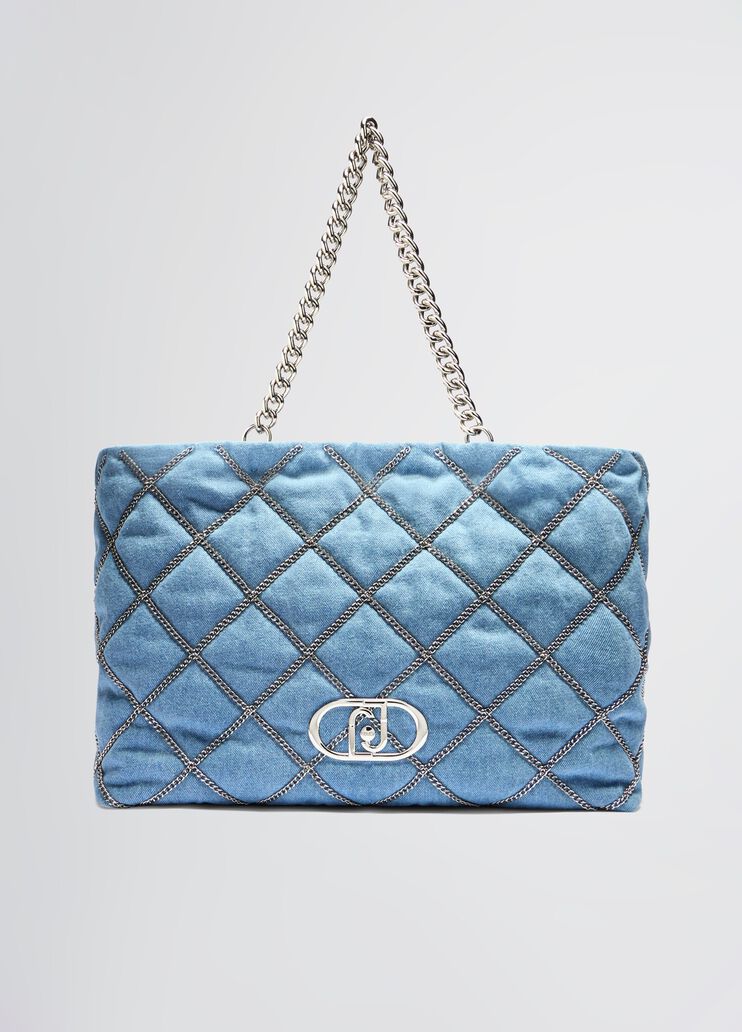 Large denim LaPuffy tote bag light denim Liu Jo - large image number 1