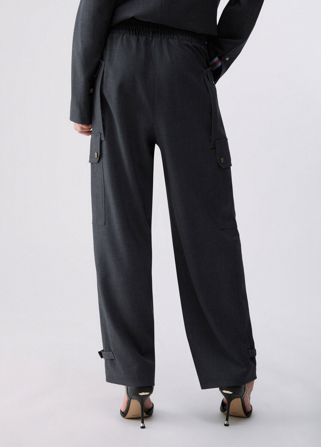 Pantalon cargo en flanelle vert fonc&eacute; Liu Jo - large image number 1