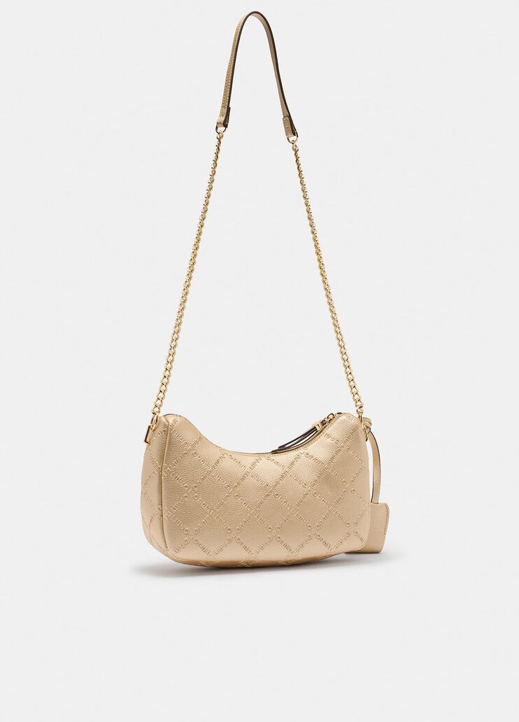 Borsa a tracolla piccola con logo oro chiaro Liu Jo - medium
