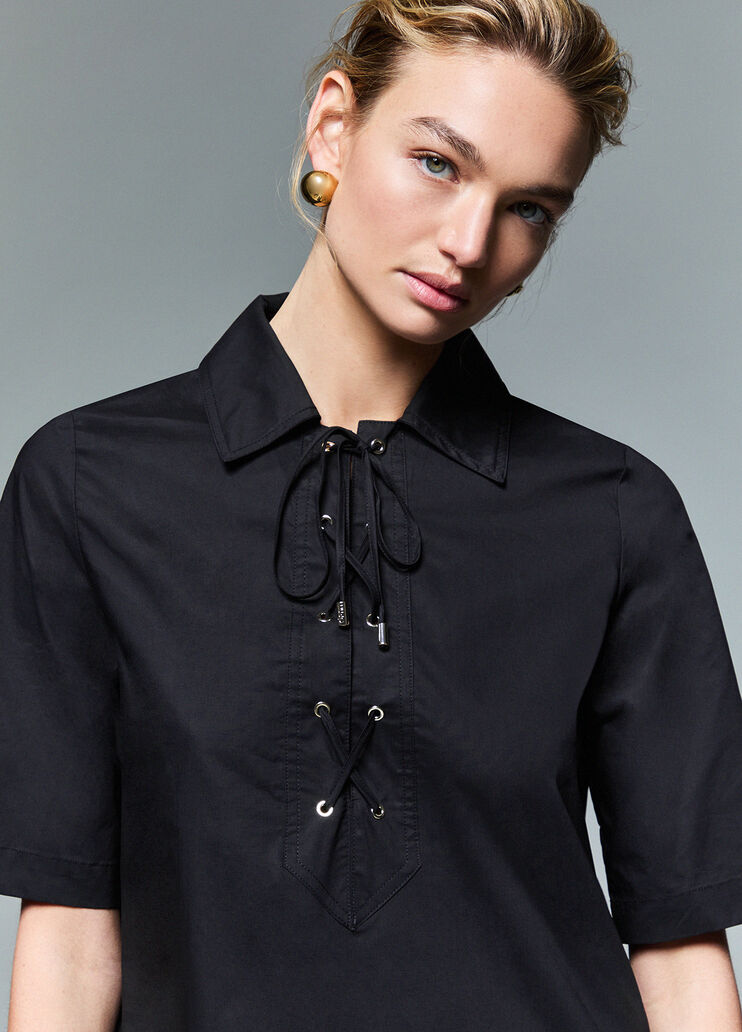 Kurzes Kleid aus Popeline Schwarz Liu Jo - medium