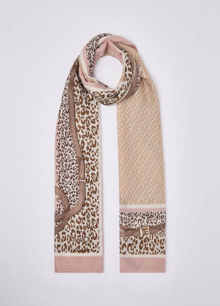Animal Print Stole with Straps rose cameo Liu Jo - medium