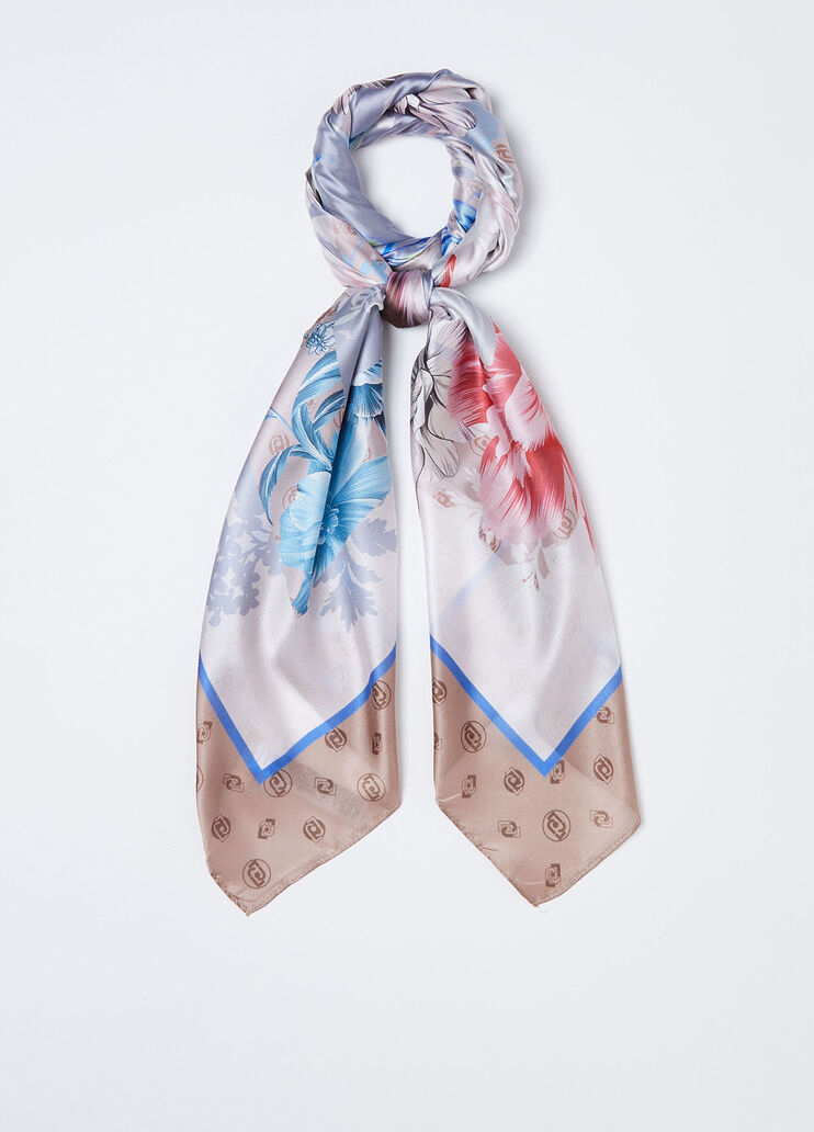 Платок с цветочным принтом beige Liu Jo - large image number 1