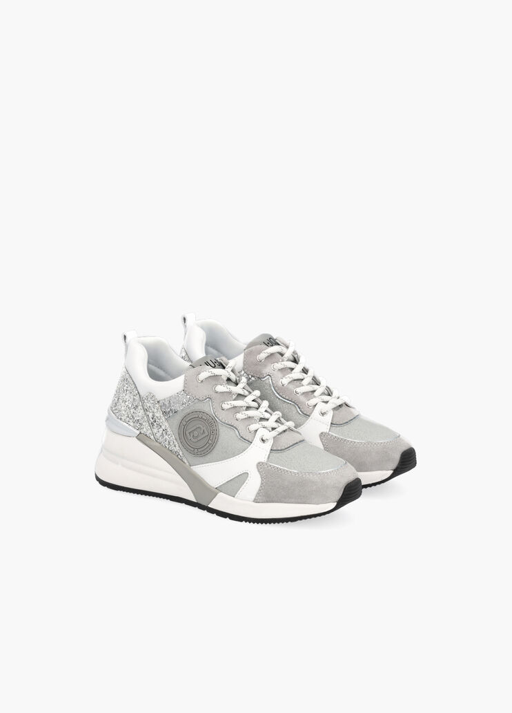 Sneaker aus Veloursleder mit Glitzer Silberfarben Liu Jo - large image number 2 Sneaker aus Veloursleder mit Glitzer Silberfarben Liu Jo - large image number 2