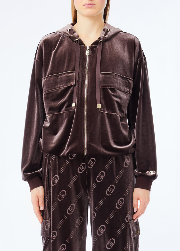 Chenille hoodie chocolate Liu Jo - medium