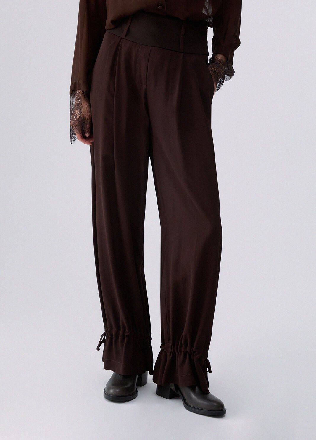 Pantaloni ampi con coulisse moka Liu Jo - large image number 0