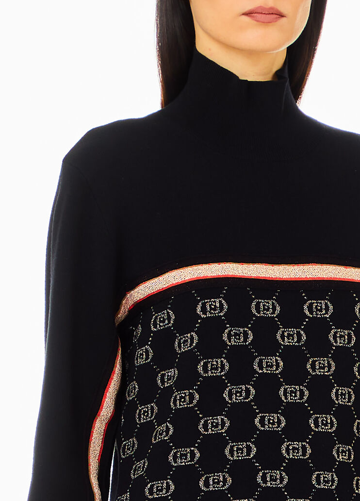 Abito in maglia con logo nero Liu Jo - large image number 2