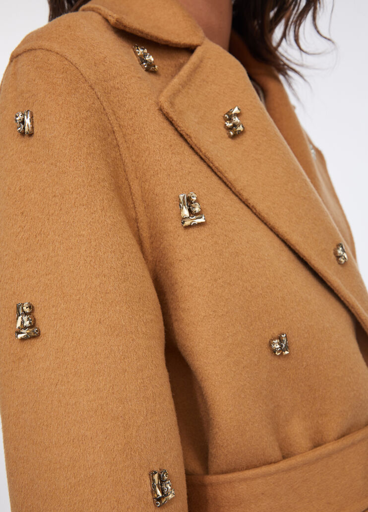 Wool coat with bejewelled embroidery sand Liu Jo - large image number 3