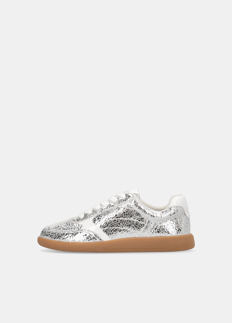 Metallic crackle-look leather sneakers silver Liu Jo - large image number 5 Metallic crackle-look leather sneakers silver Liu Jo - large image number 5