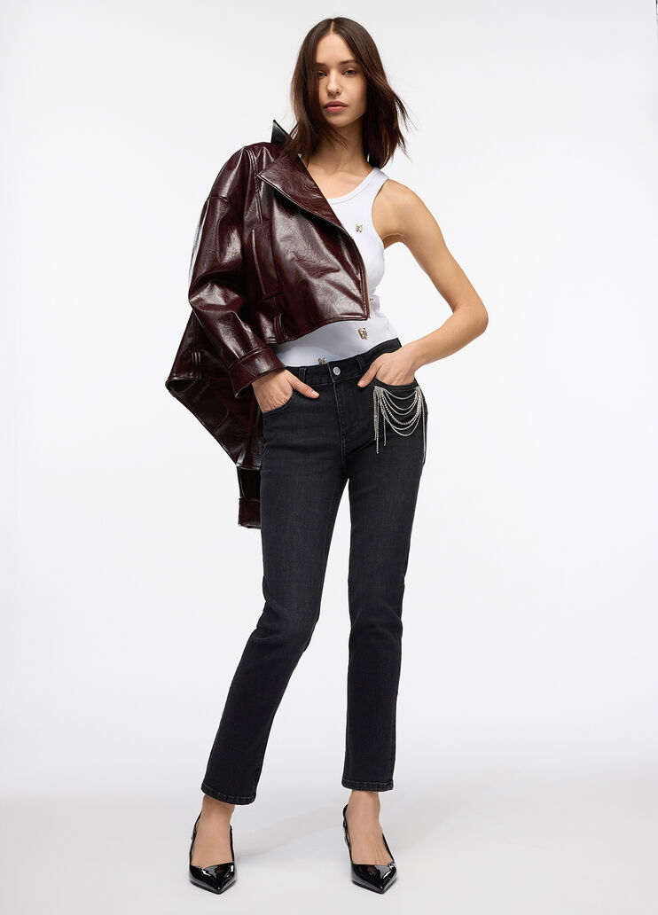 Skinny fit jeans with jewel brooch black denim Liu Jo - medium