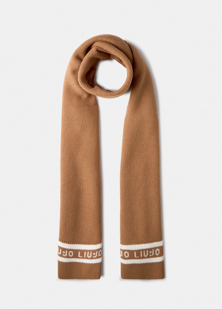 Scarf with logo and beads chocolate Liu Jo - medium