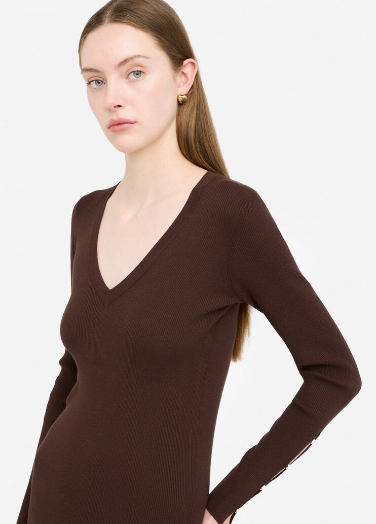 Knit dress with gemstones chocolate Liu Jo - large image number 2 Knit dress with gemstones chocolate Liu Jo - large image number 2