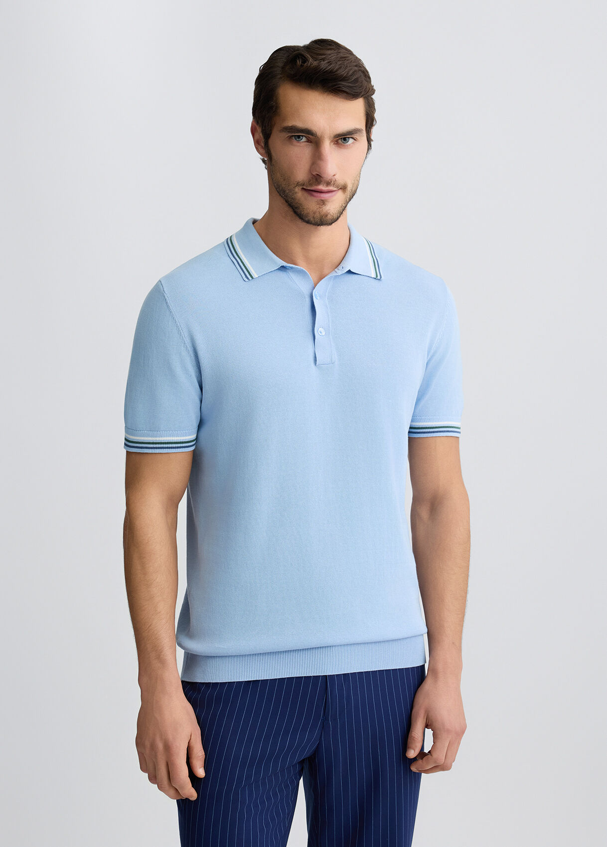 ☆YALE☆ COMFORT COOL POLO KNIT LIGHT BLUE YEM1KT308ALB Knit polo shirt colour light blue | Liu Jo