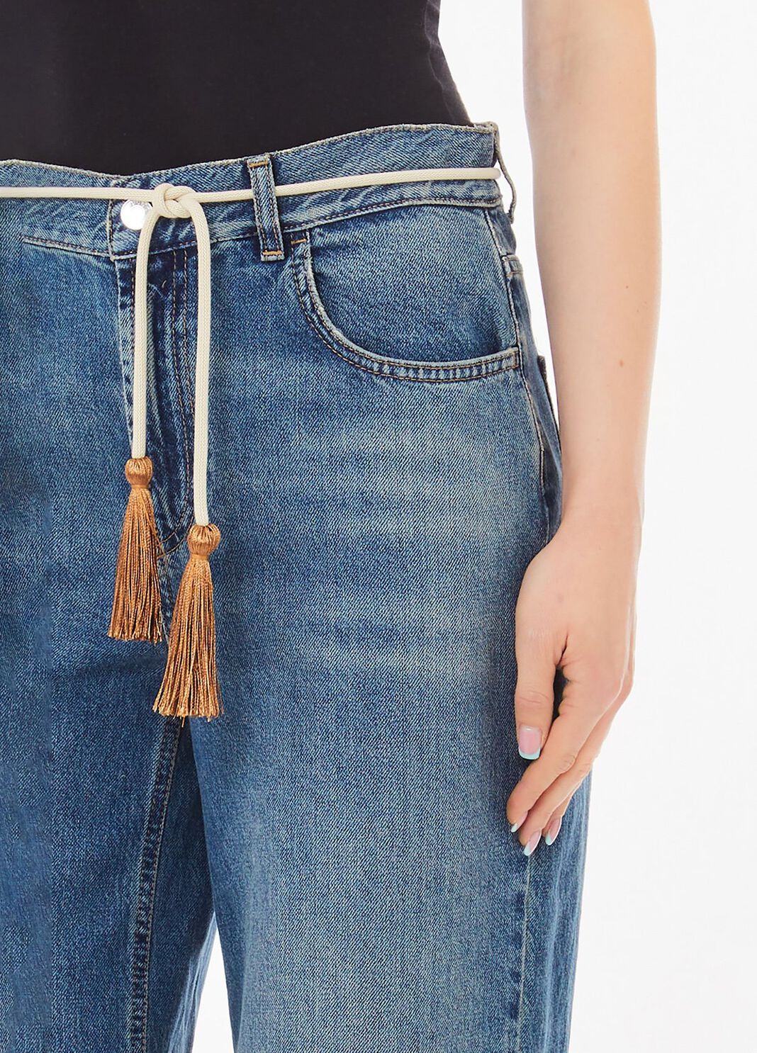 Gerade geschnittene Jeans mit G&uuml;rtel Helles Denimblau Liu Jo - large image number 2