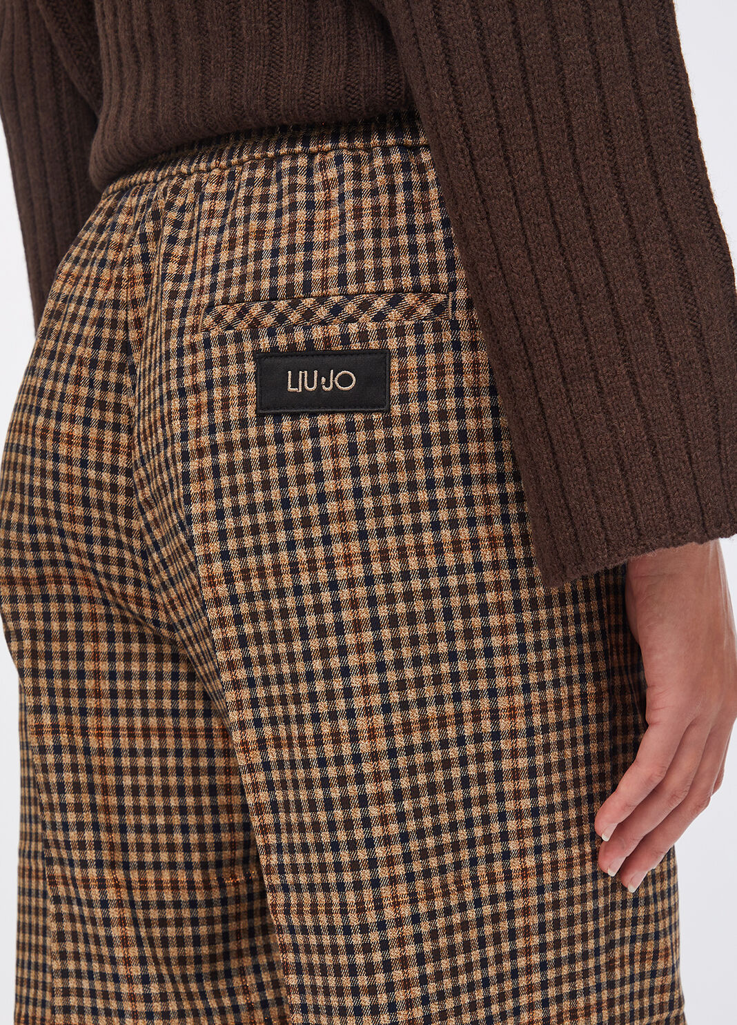 Брюки клеш в клетку бежевый Liu Jo - large image number 2