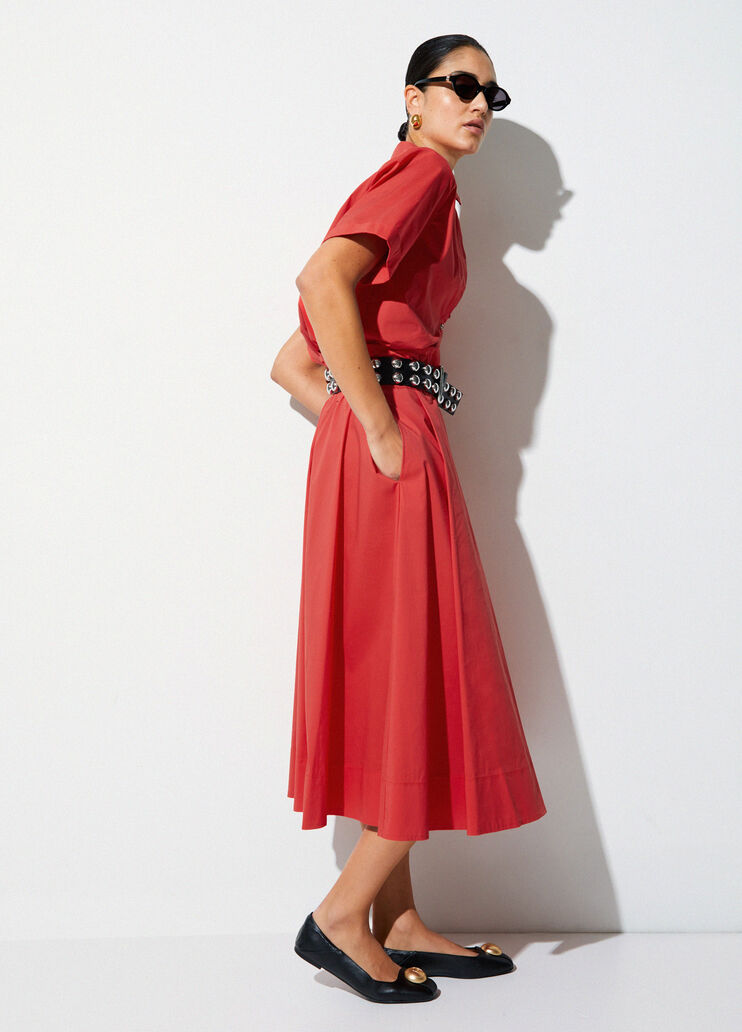 Gonna midi in popeline rosso Liu Jo - medium