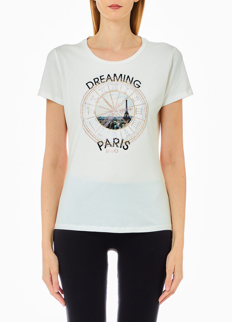 Printed T-shirt with rhinestones white Liu Jo - medium Printed T-shirt with rhinestones white Liu Jo - medium