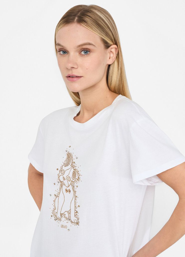 T-shirt with rhinestones white Liu Jo - large image number 3 T-shirt with rhinestones white Liu Jo - large image number 3