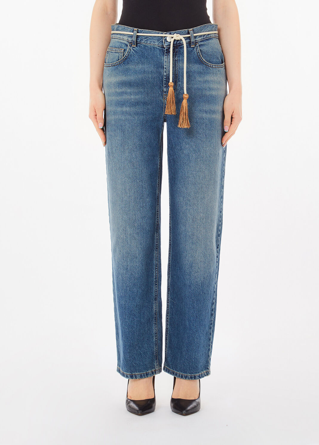 Gerade geschnittene Jeans mit G&uuml;rtel Helles Denimblau Liu Jo - large image number 0