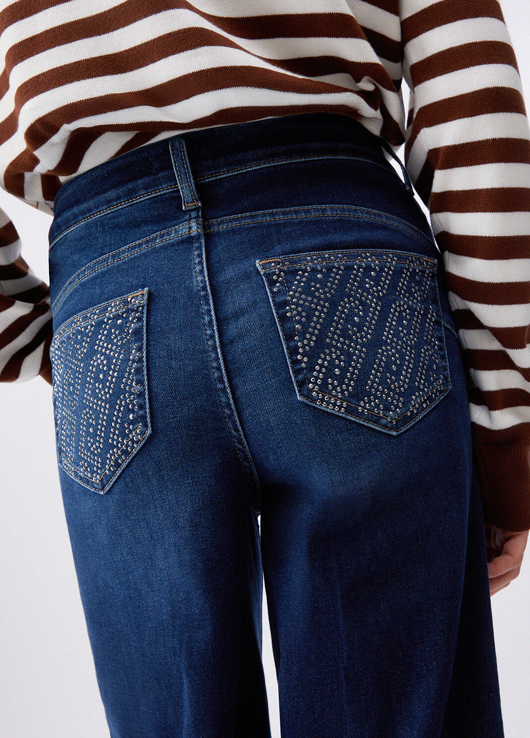 Flared jeans with rhinestones dark blue denim Liu Jo - large image number 4