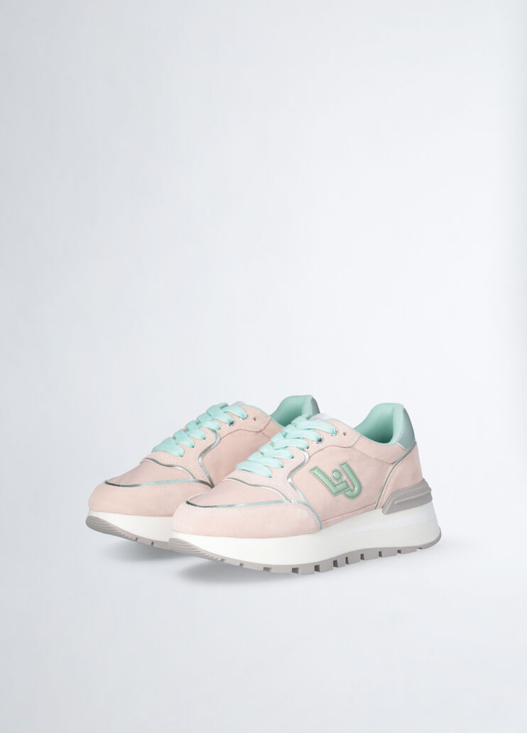 Platform sneakers in suede and nylon Pink/Light Blue Liu Jo - large image number 2 Platform sneakers in suede and nylon Pink/Light Blue Liu Jo - large image number 2