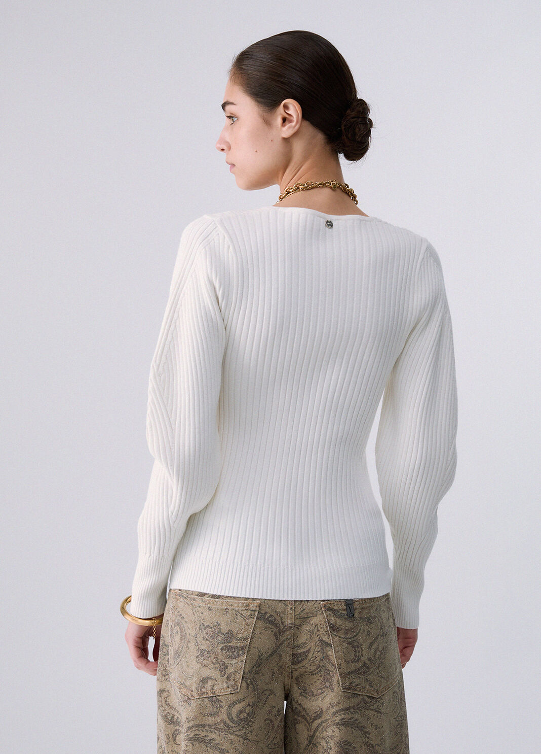 Pull avec manches ballon blanc laine Liu Jo - large image number 1
