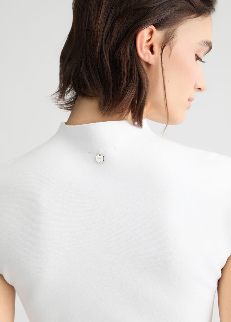 Knit dress with studs white wool Liu Jo - large image number 3 Knit dress with studs white wool Liu Jo - large image number 3