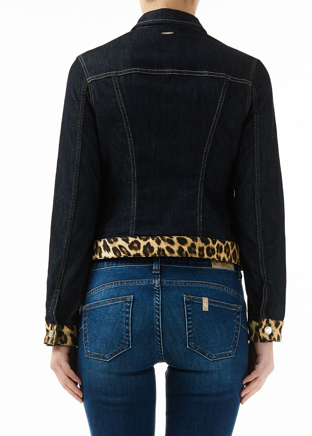 leopard trim jacket