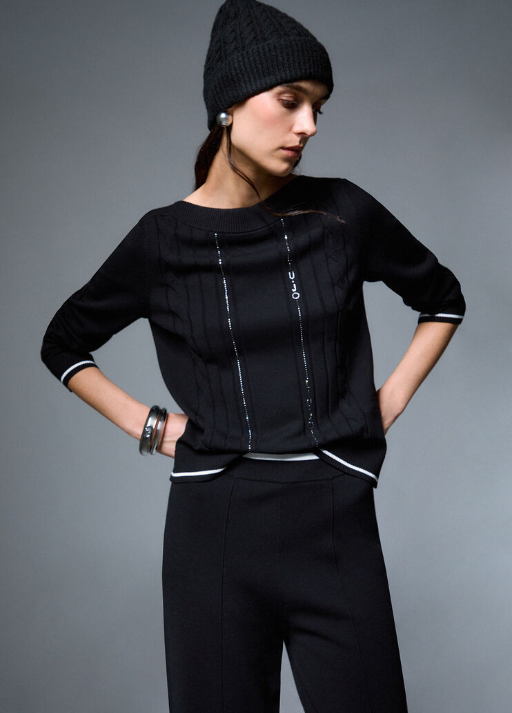 Sweater with Contrast Trim black Liu Jo - medium