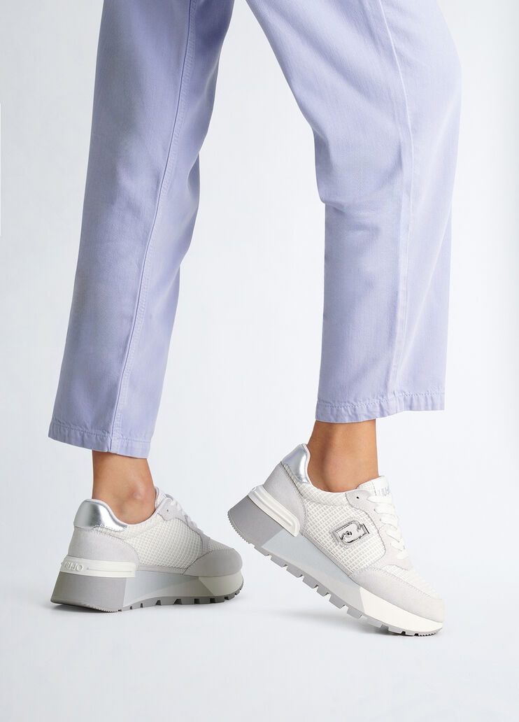 Suede and mesh platform sneakers white Liu Jo - large image number 0  Suede and mesh platform sneakers white Liu Jo - large image number 0