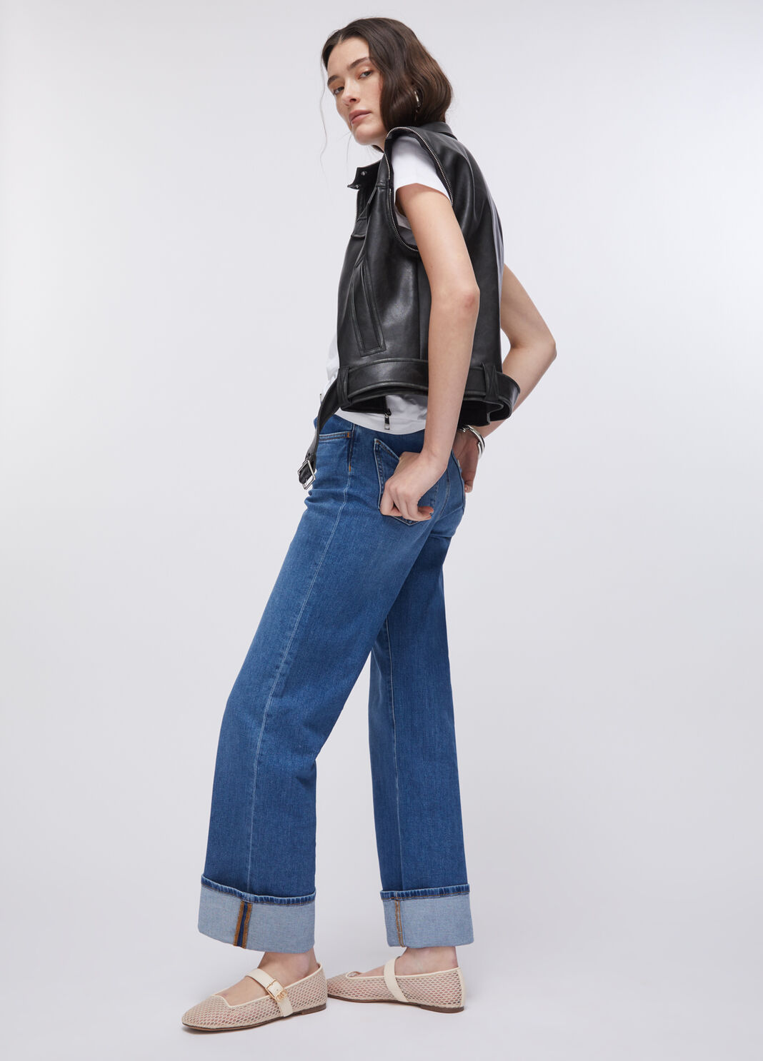 Straight jeans with turn-up dark blue denim Liu Jo - large image number 2