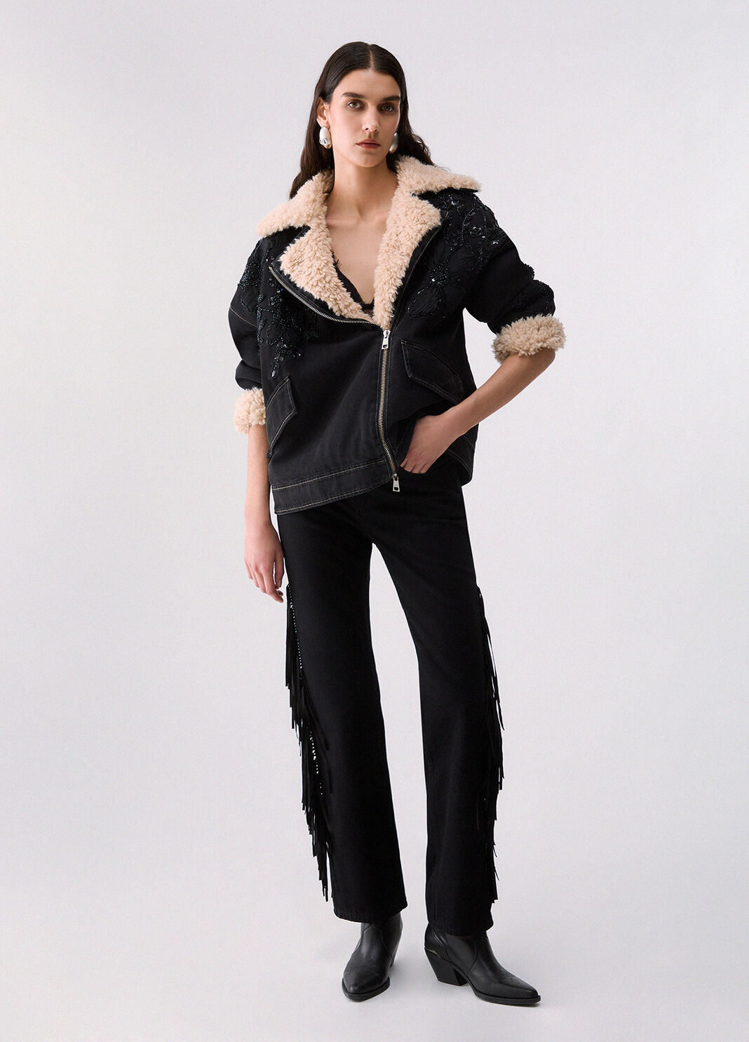 Denim jacket with teddy inserts black denim Liu Jo - large image number 5