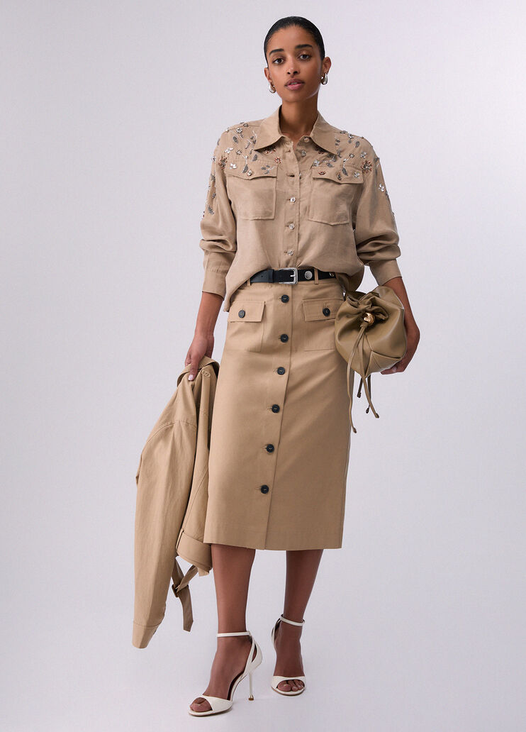 Camicia con applicazioni gioiello beige chiaro Liu Jo - medium